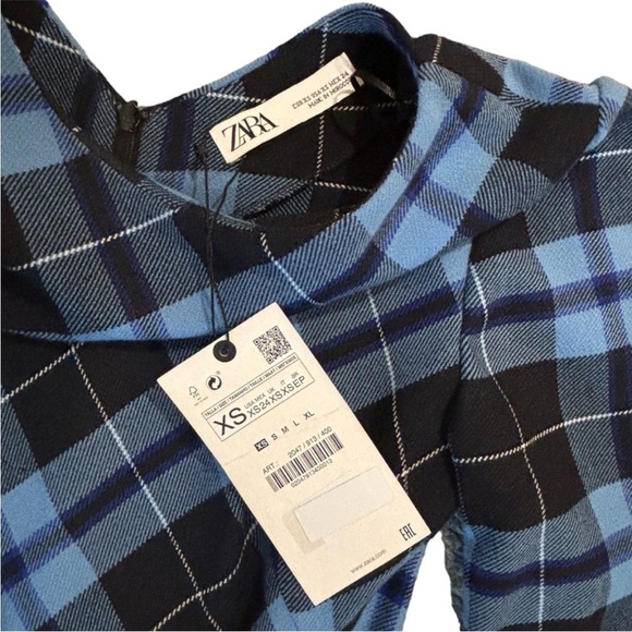 Zara Blue Checkered Midi Dress - Picture 4 of 4